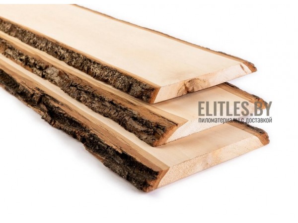 Доска необрезная из липы (слэб) 20x200-400 мм, сорт Экстра